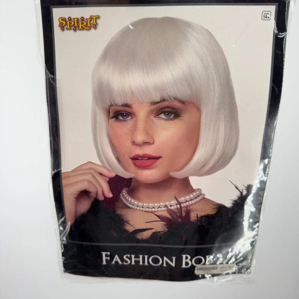 Spirit Halloween Fashion Bob Wig White Short Synthetic Hair Costume Accessory